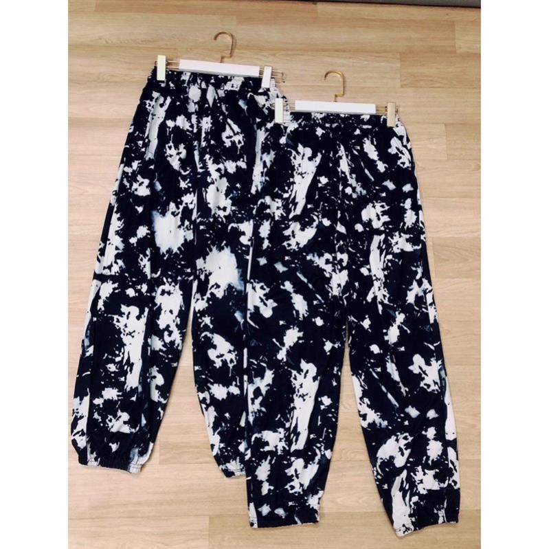 💃Quần Jogger Loang Đen Trắng Unisex Nam Nữ Ống Rút.. Chất Mát Mặc Hè