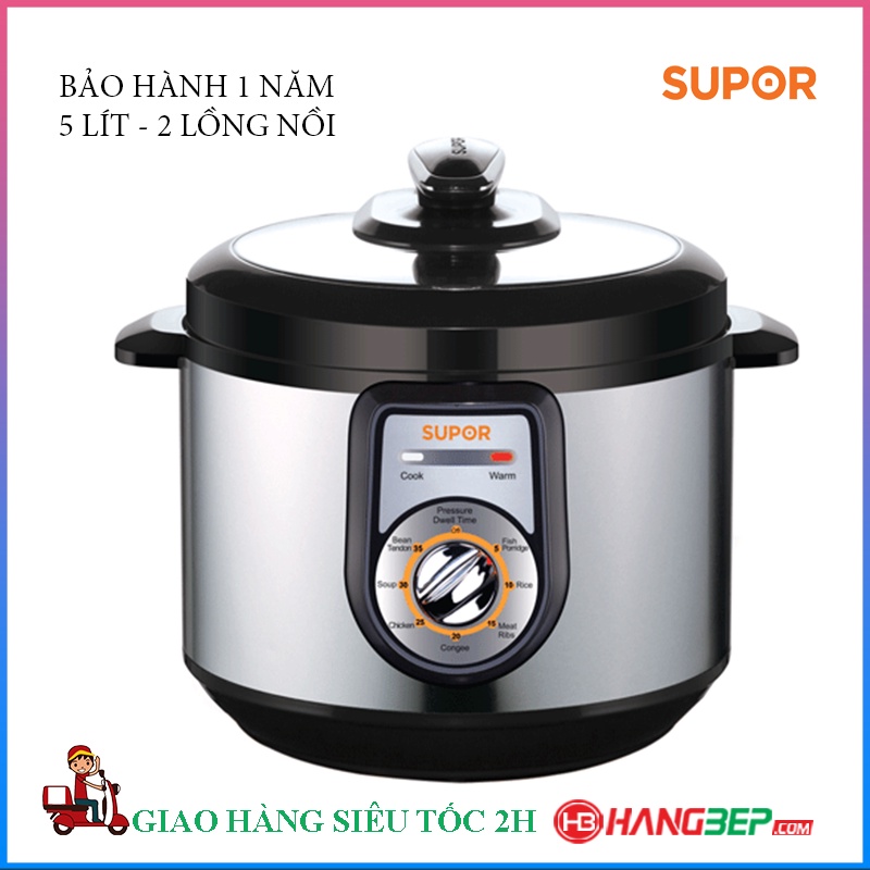 [Mã ELHADEV giảm 4% đơn 300K] Nồi áp suất điện Supor CYYB50YA10VN-100 5 lít - Bảo hành chính hãng 12 tháng