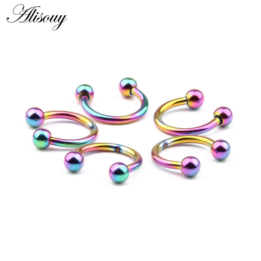 Alisouy 1 Khuyên Xỏ Mũi / Môi / Lông Mày / Cơ Thể Bằng Thép Không Gỉ Thời Trang