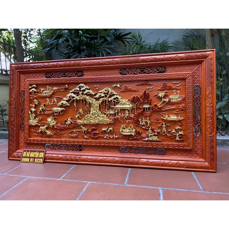 Tranh gỗ đồng quê 79 x 155cm