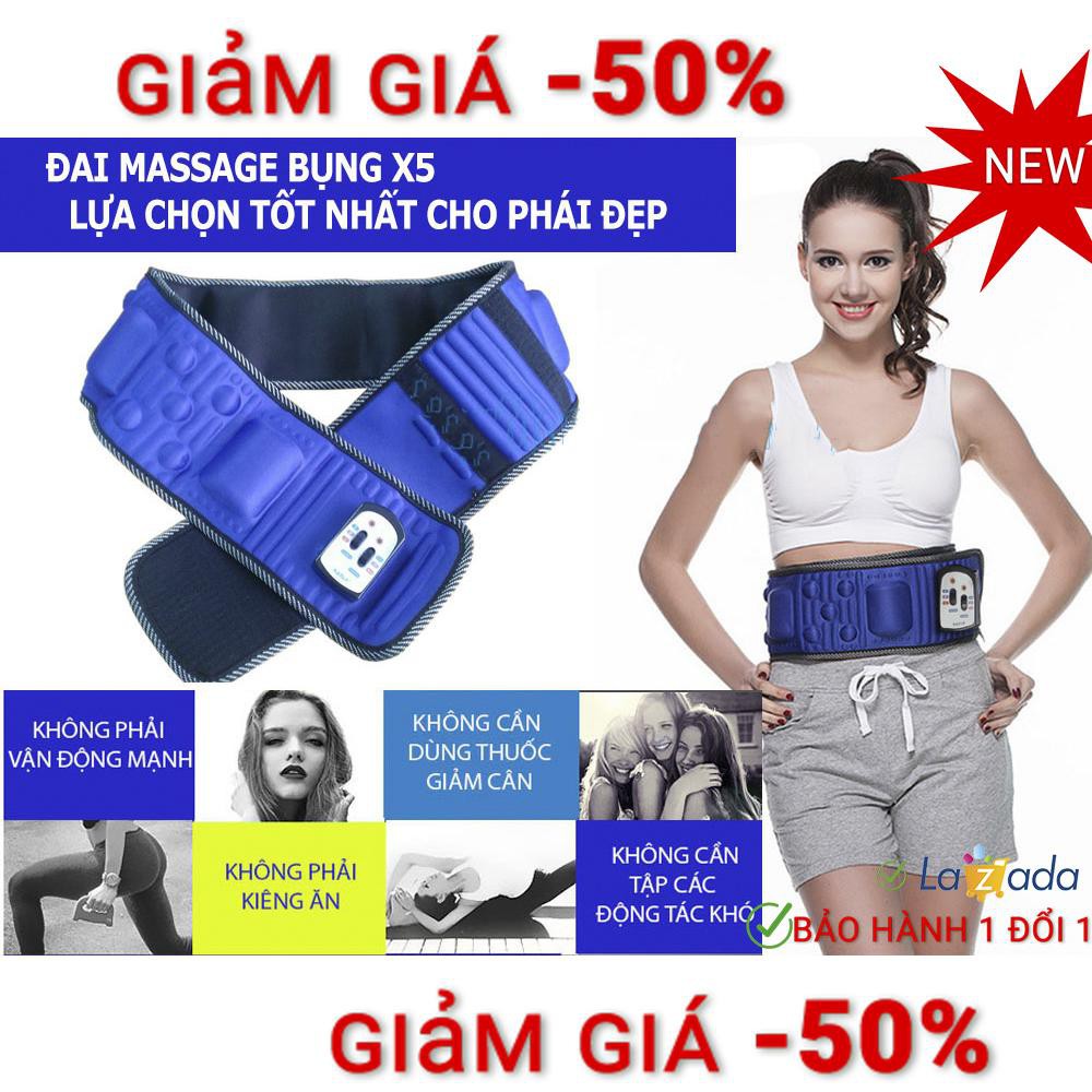 Đai massage giảm mỡ bụng Vibroaction x5 (xanh)