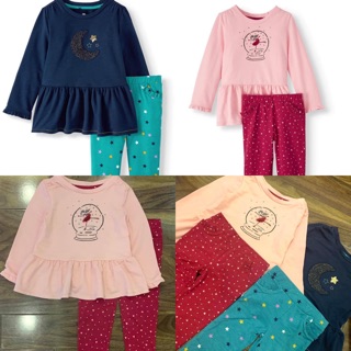 Combo 2 bộ cotton dài tay bé gái wonder