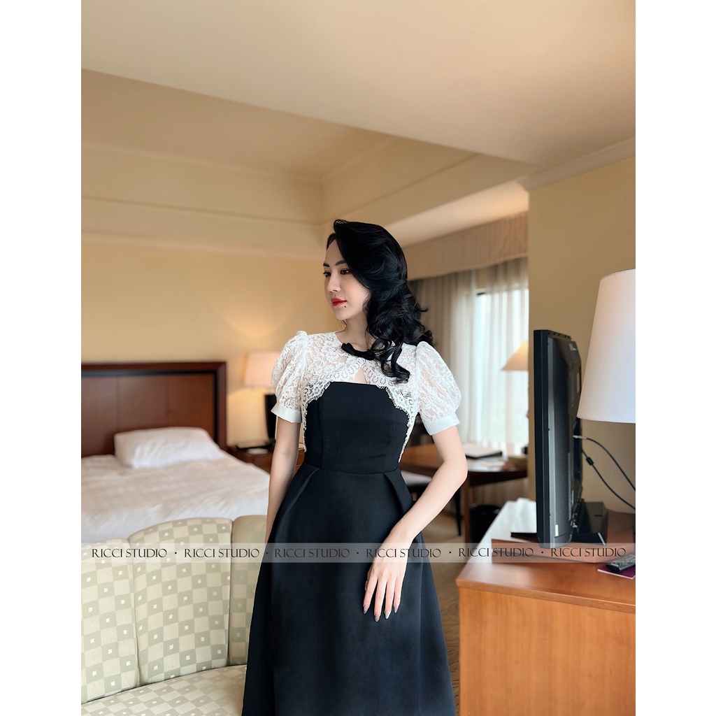 Váy V26 Eleni Dress Ricci thiết kế chất liệu chéo hàn sợi cao cấp mềm mát | RICCI OFFICIAL