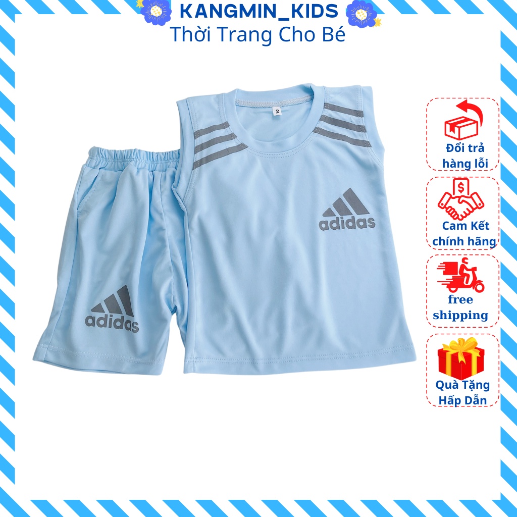 Quần áo trẻ em kangmin kids.bộ sát nách thể thao cho bé chất cotton thun lạnh co dán 4C QATE125 từ 6 đên 26kg