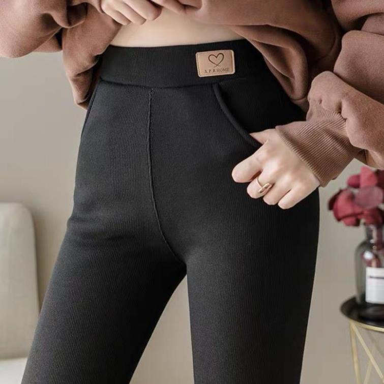 Quần legging lót lông cạp cao, mềm mại siêu ấm