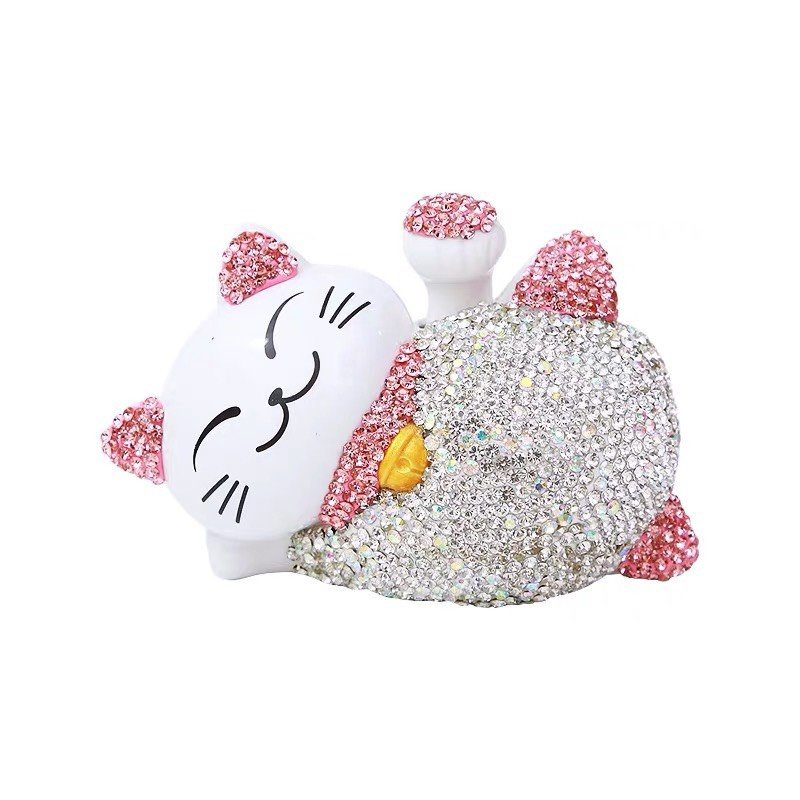 Decor - Sét mèo nằm thảm hoa cúc + lọ bóng đá - Trang trí ô tô