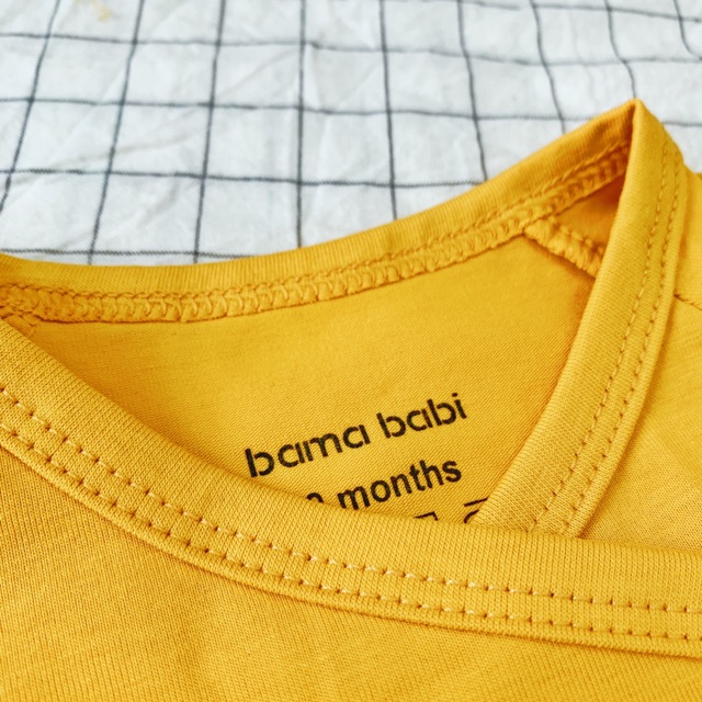 [Chéo/Giữa/Tròn] Bộ quần áo trẻ em Basic vàng v4 Bama Babi