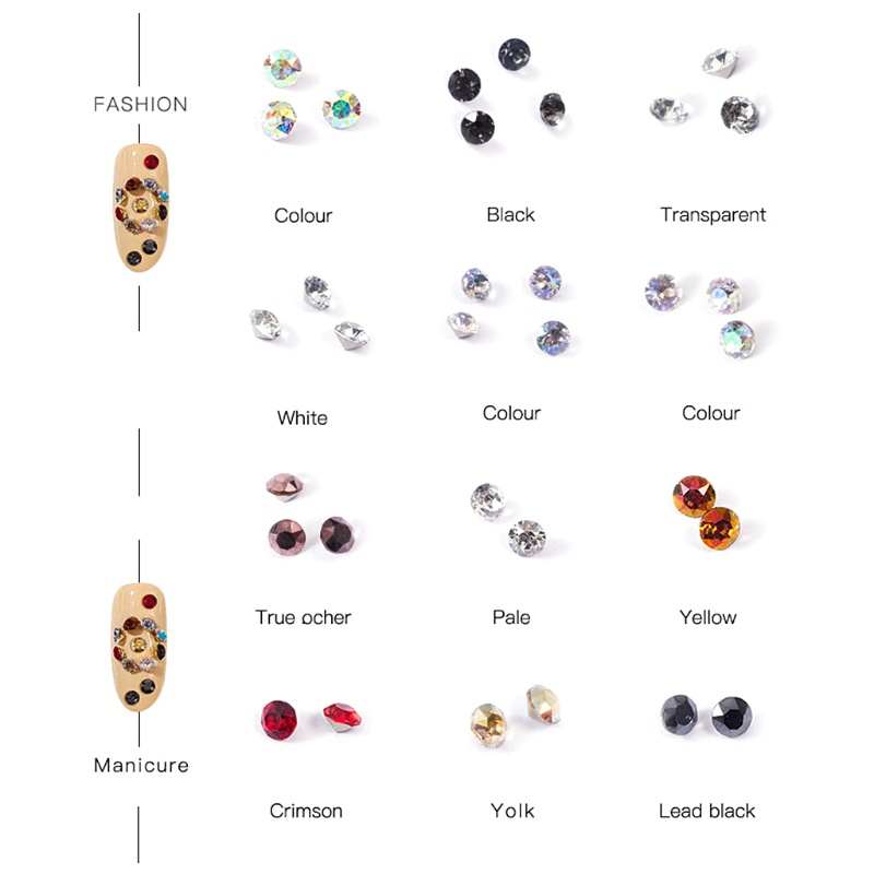 Hộp Đá Nhiều Màu Lấp Lánh Trang Trí Móng Tay