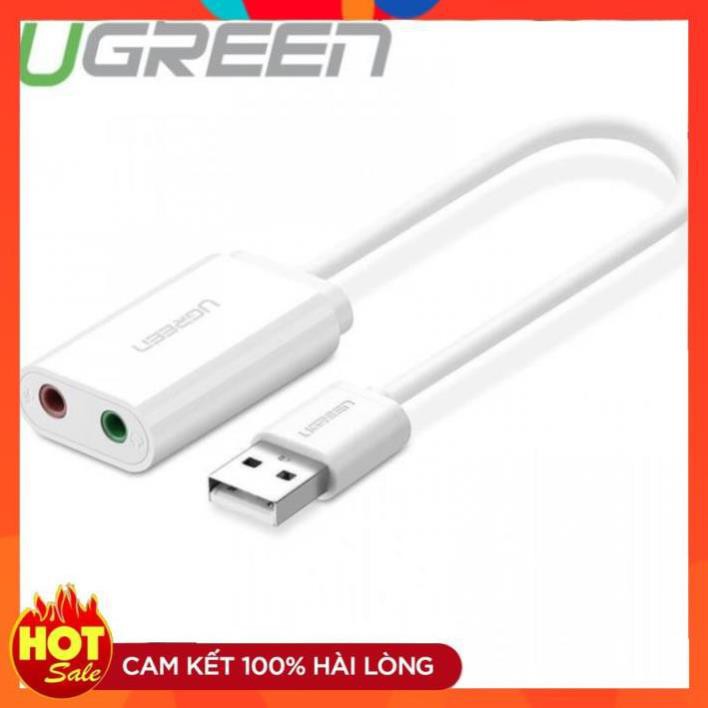 [Chính Hãng] Cáp chuyển USB ra Sound UGREEN 30143 (jack 3.5mm Headphone và Microphone) cao cấp chính hãng BH 18 tháng