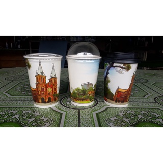 Set 100 ly giấy 480ml mẫu Nhà Thờ Đức Bà