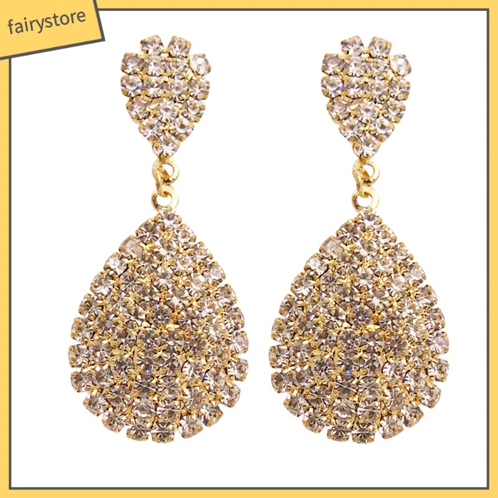 Bông tai dáng dài mặt hình giọt nước cho nữ