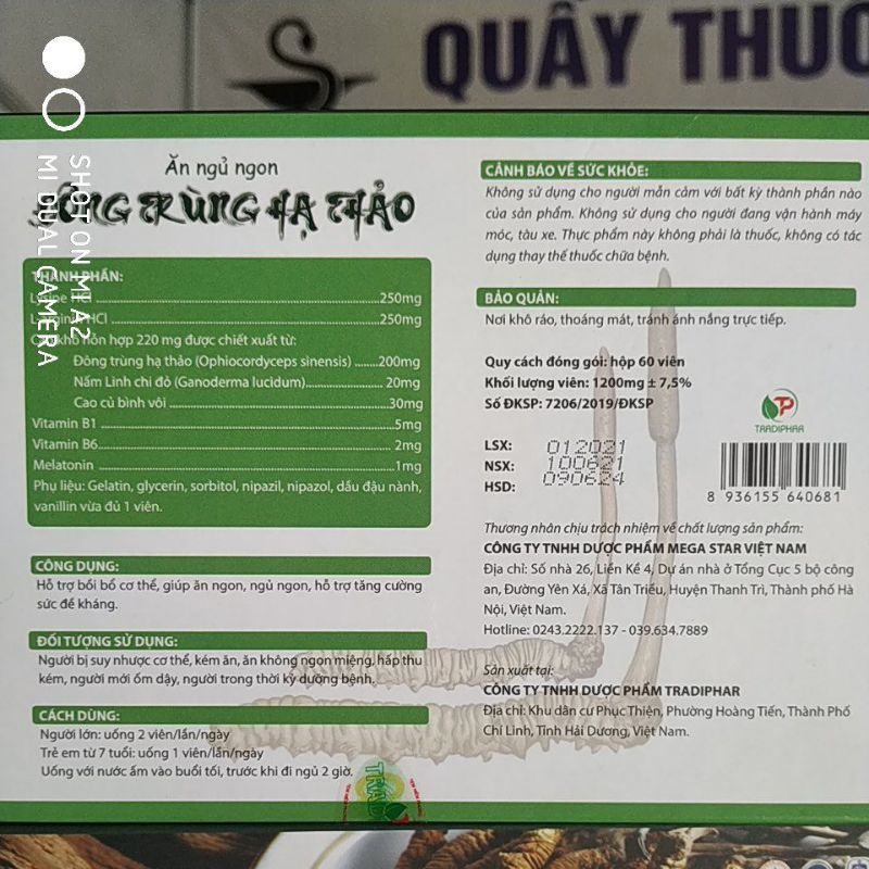 Ăn ngủ ngon Đông trùng Hạ Thảo viên uống bồi bổ cơ thể nâng cao đề kháng
