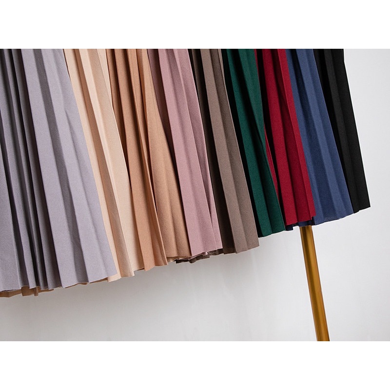 #1915 Chân váy xếp ly dáng dài kèm đai chất sạn hàng Quảng Châu