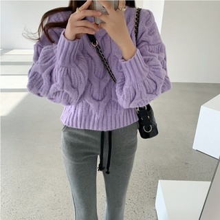 Áo Sweater tay phồng dáng rộng thời trang thu đông hàn quốc dành cho nữ