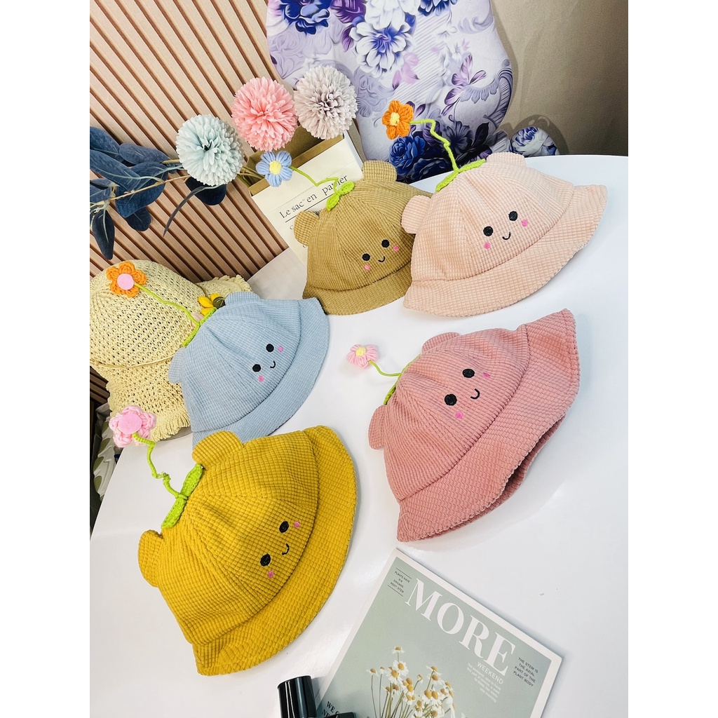 Mũ nón rộng vành đính hoa trên đầu siêu cute dành cho bé trai, bé gái - Hàng Quảng Châu (M26)