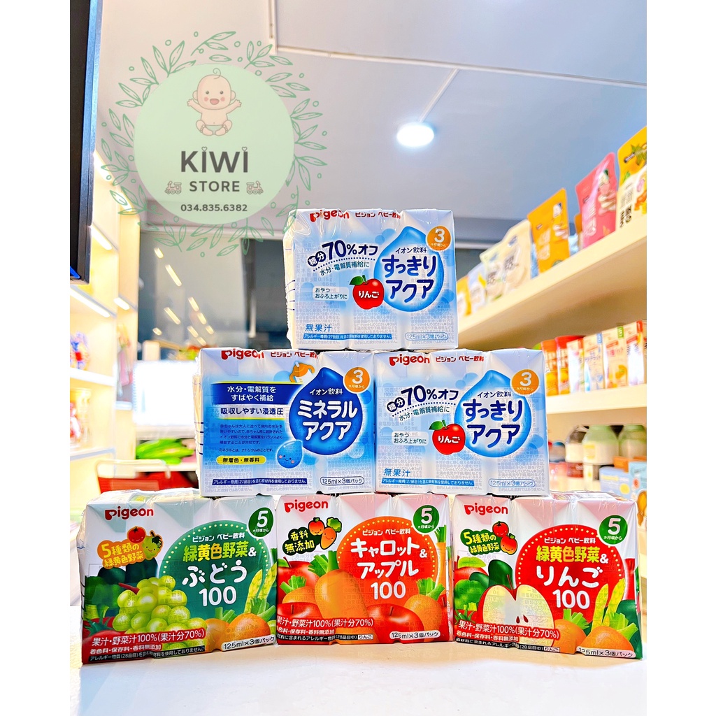 Nước ép hoa quả Pigeon Nhật lốc 3 hộp x 125ml cho bé 3m+/5m+