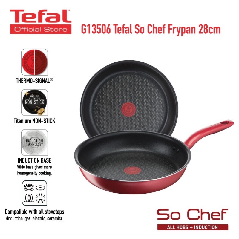 Chảo chiên Tefal So Chef size 21, 24, 28cm G1350295/G1350495/G1350695_Hàng chính hãng