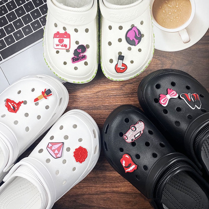 Phụ Kiện Khóa Trang Trí Giày Hình Son Môi/Son Môi Jibbitz Bằng Nhựa PVC Có Thể Tháo Rời