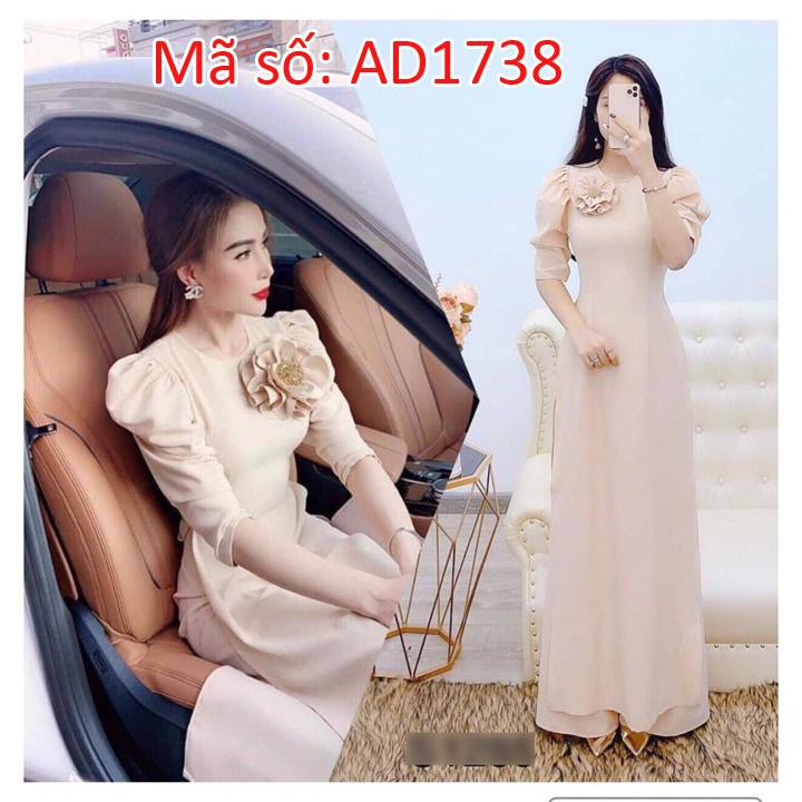 ⚡️ có big size 5XL ⚡️ AD1738 SET ÁO DÀI TRUYỀN THỐNG CỔ TRÒN TAY PHÒNG ĐÍNH HOA KÈM QUẦN