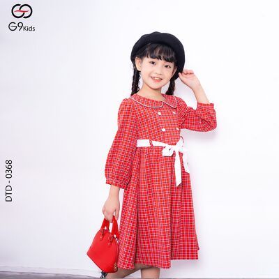 Váy bé tay dài 0368 G9moza với chất liệu kate