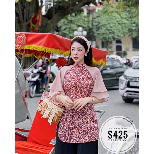 BIGSIZE SÉT LAM  hoa nhí + quần bigsize 55kg-90kg