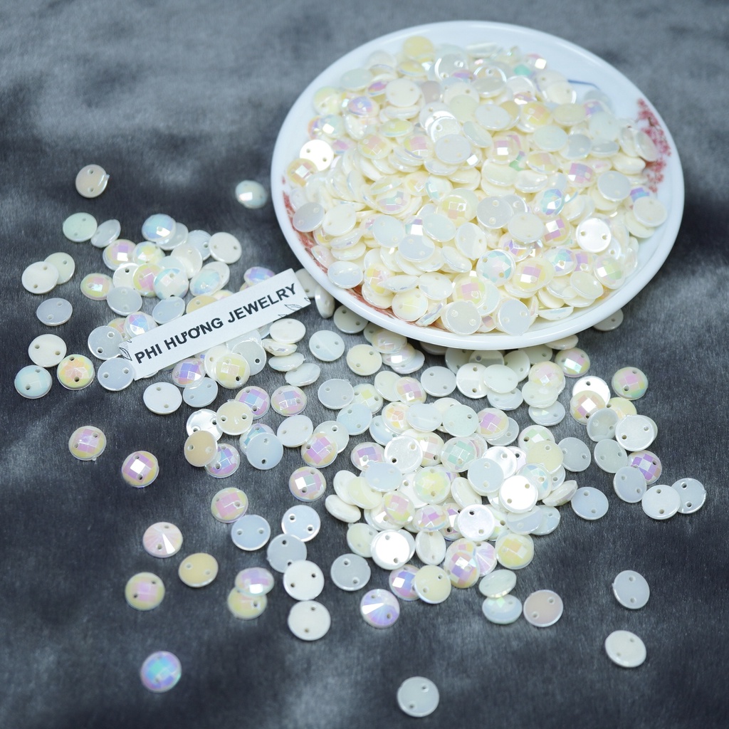 50 hạt cườm nhựa acrylic 8mm đính kết trang trí áo
