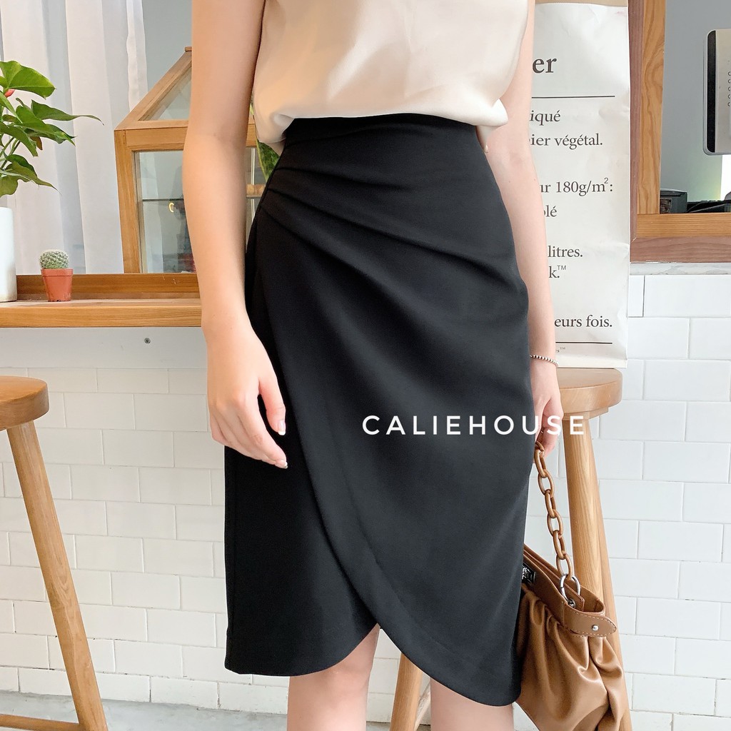 Chân váy bút chì nữ dáng dài nhún eo xẻ tà tôn dáng thanh lịch thời trang công sở Calie House CV2 | BigBuy360 - bigbuy360.vn
