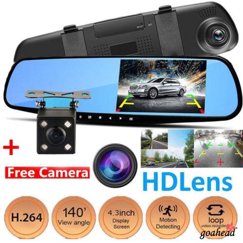 Camera hành trình o0h-fashion 1080P 2 ống kính + Camera gương chiếu hậu cho xe hơi