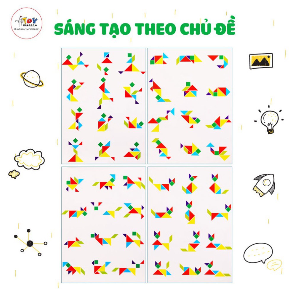 Đồ Chơi Xếp Hình Tangram Có Kèm Sách Từ Tính Rèn Luyện Tư Duy Sáng Tạo