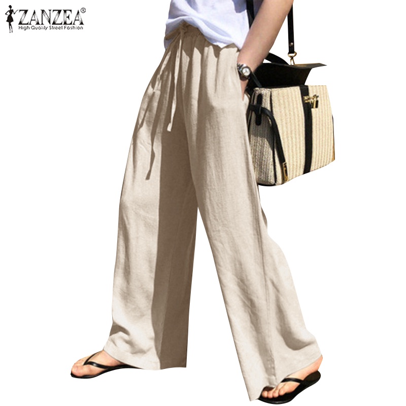 Quần dài ống rộng Zanzea phong cách Hàn Quốc thời trang năng động cho nữ