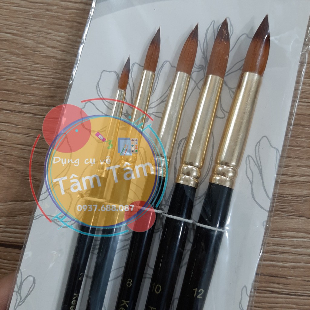 [ TÂM TÂM ]-Bộ cọ đầu TRÒN/VÁT/BẰNG Keep Smiling 5 cây mã 5015