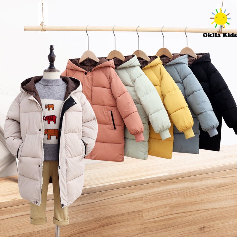 Aó khoác Phao cho bé trai và bé gái Chất dày dặn giữ ấm - Aó Phao mùa đông cho bé từ 11- 30kg OkHa Kids