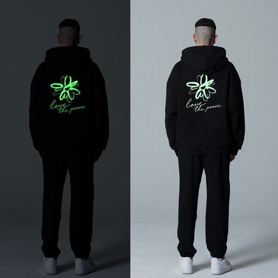Áo khoác DẠ QUANG hoodie khóa kéo zip in hoa cúc phát sáng trong đêm LocalBrand MVR MVR25022109