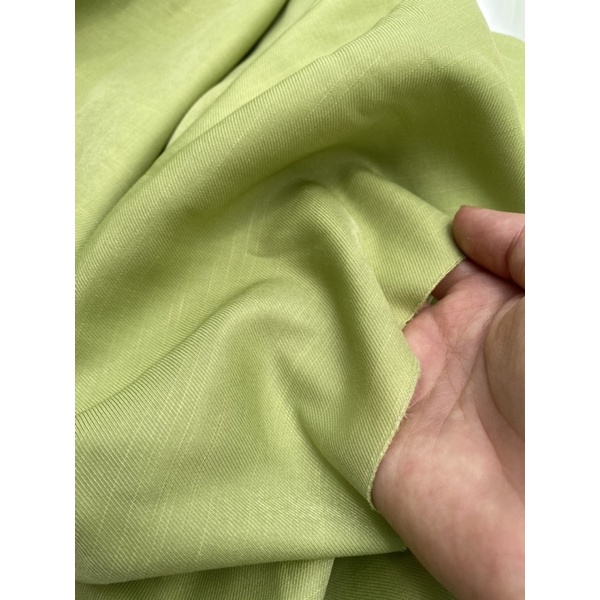 Vải đũi sợi tre màu xanh cốm may váy áo