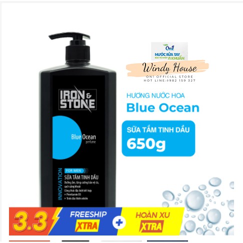 Sữa tắm tinh dầu Iron&amp;Stone Innovation hương Blue Ocean dung tích 650ml