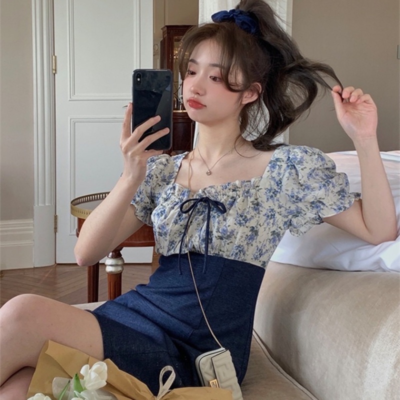 Đầm Nữ Dáng Ôm Họa Tiết Hoa Phong Cách Hàn Quốc Thời Trang Mùa Hè