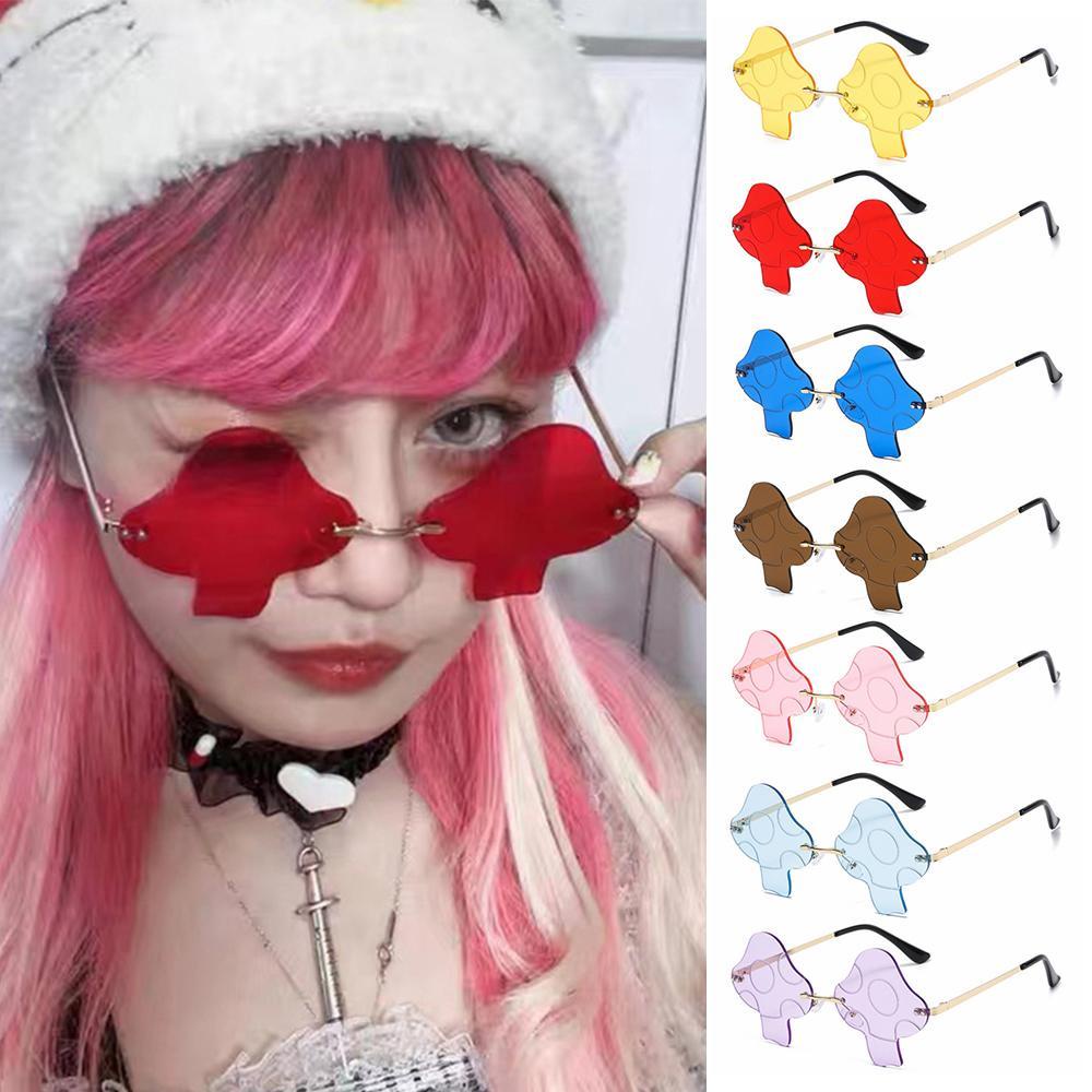 NEXTVN Kính Mát Trong Suốt Không Viền Hình Nấm Phong Cách Halloween Cho Nữ