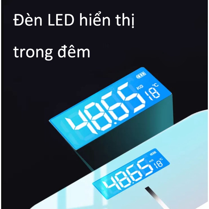 Cân Điện Tử Led, Kết Nối Usb, Cân Sức Khoẻ, Sạc Pin,kính Cường Lực Chịu Được Tải Trọng 180kg