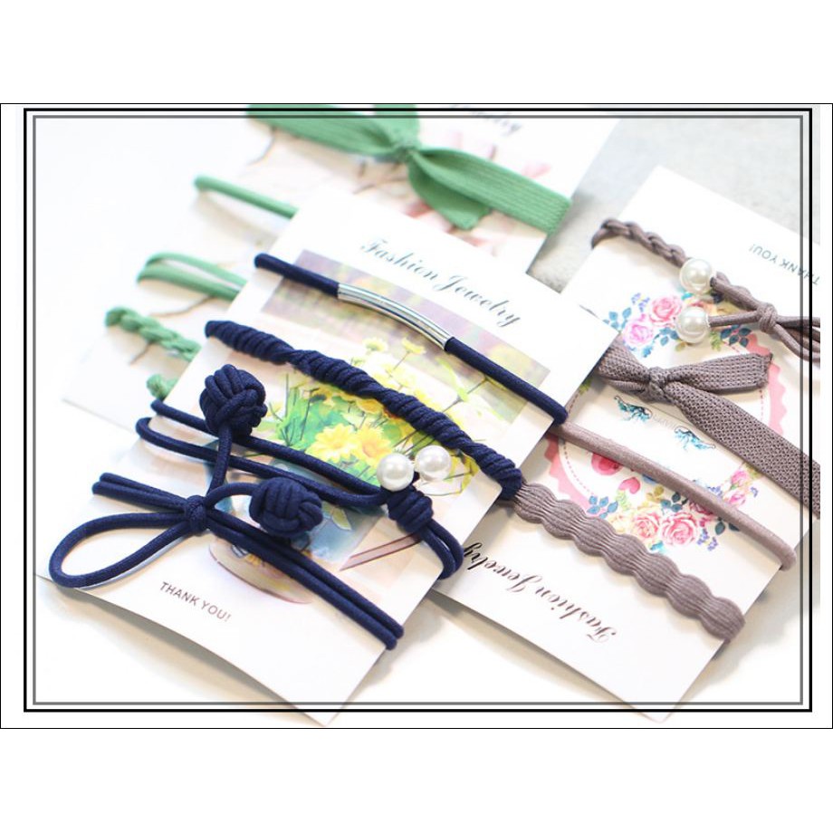 Set 5 chun tóc cute bộ 5 dây buộc dễ thương cột tóc tiểu thư xinh xắn quà tặng dễ thương đáng yêu thiết kê sáng tạo