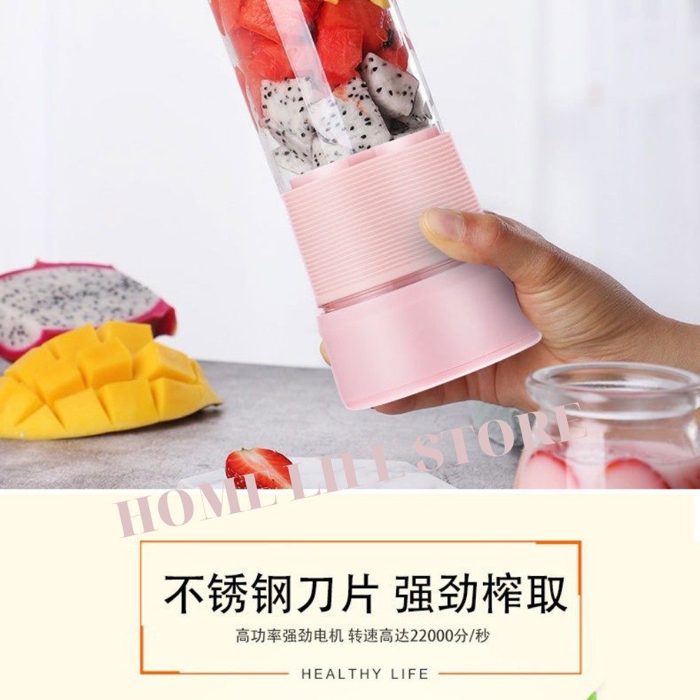 Máy Xay Sinh Tố Cầm Tay Portable Juice Blender 4 Lưỡi Dao Tiện Lợi Kèm Dây Sạc Tích Điện