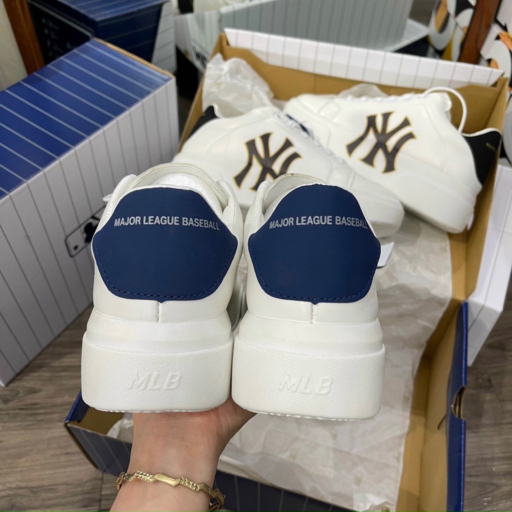 Giày Mc queen LA,NY Trắng Mẫu Mới 2022, Giày MLB , Hàn Quốc Nam Nữ Độn đế full bill box