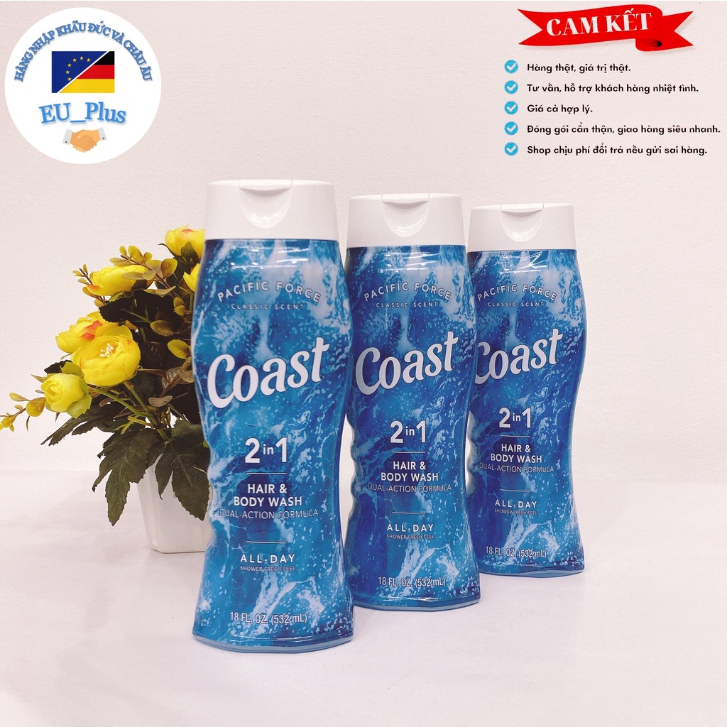 [Mẫu mới] Tắm gội dành cho nam Coast 2in1 532ml (Chai)