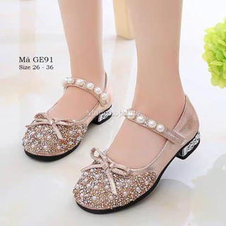 Giày búp bê bé gái NHÍM SHOP màu hồng kim sa lấp lánh sành điệu mang hè cho trẻ em nữ 3 - 12 tuổi đi học đi chơi GE91