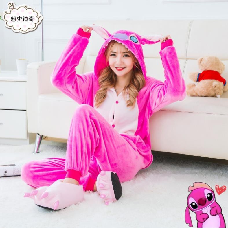 Bộ Đồ Stitch Hồng Liền Thân Hình Thú Chất Mềm Mịn
