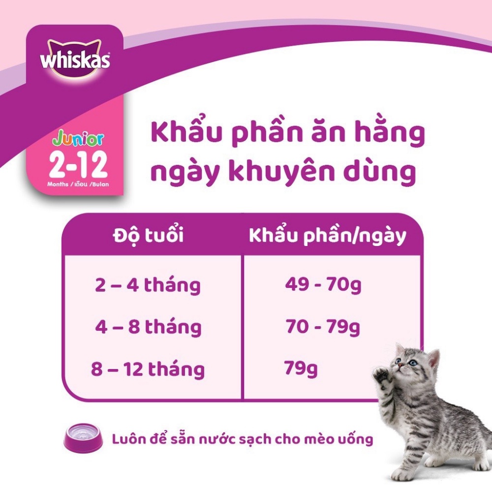 Thức ăn WHISKAS® cho mèo con dạng hạt vị cá biển với sữa 1.1kg