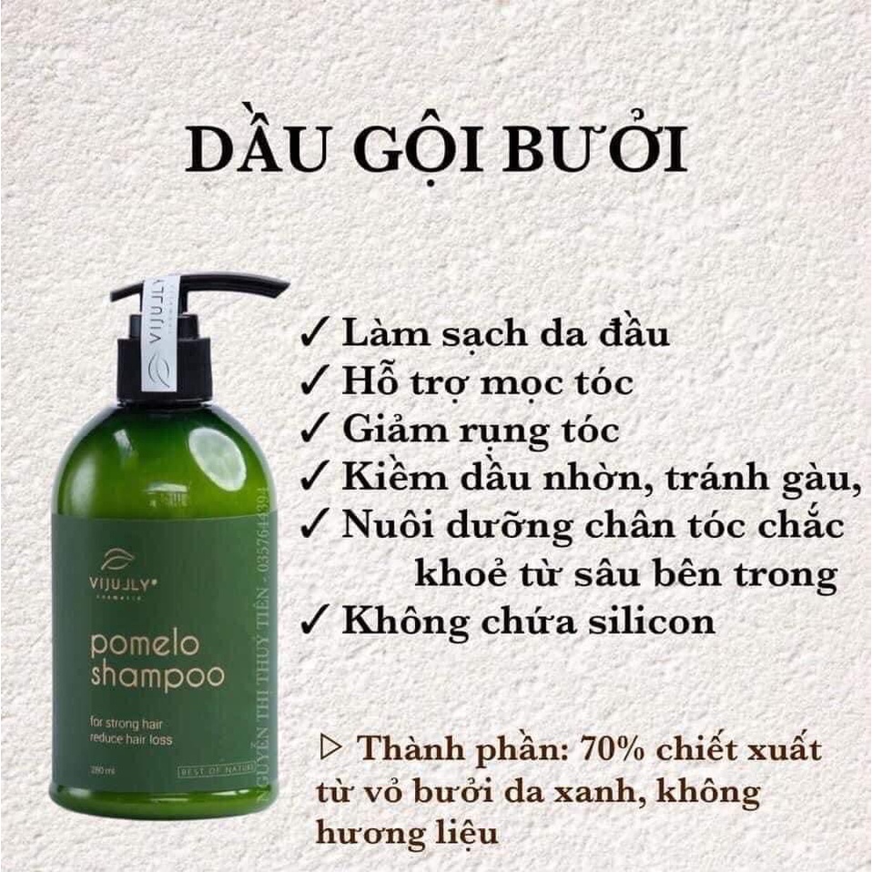 Dầu Gội Bưởi Vijully Chính Hãng 280ml , Giảm Rụng Mọc Tóc Nhanh, Phục Hồi Hư Tổn Khô Xơ