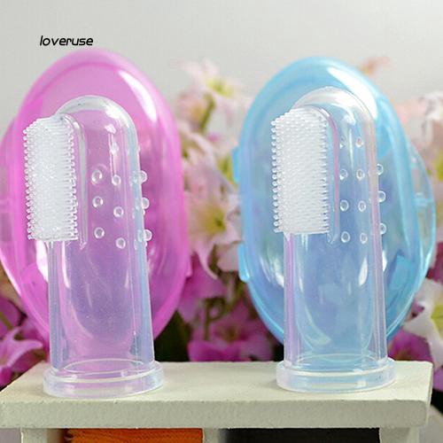 Bàn chải đánh răng gắn đầu ngón tay bằng silicone mềm làm sạch răng cho bé