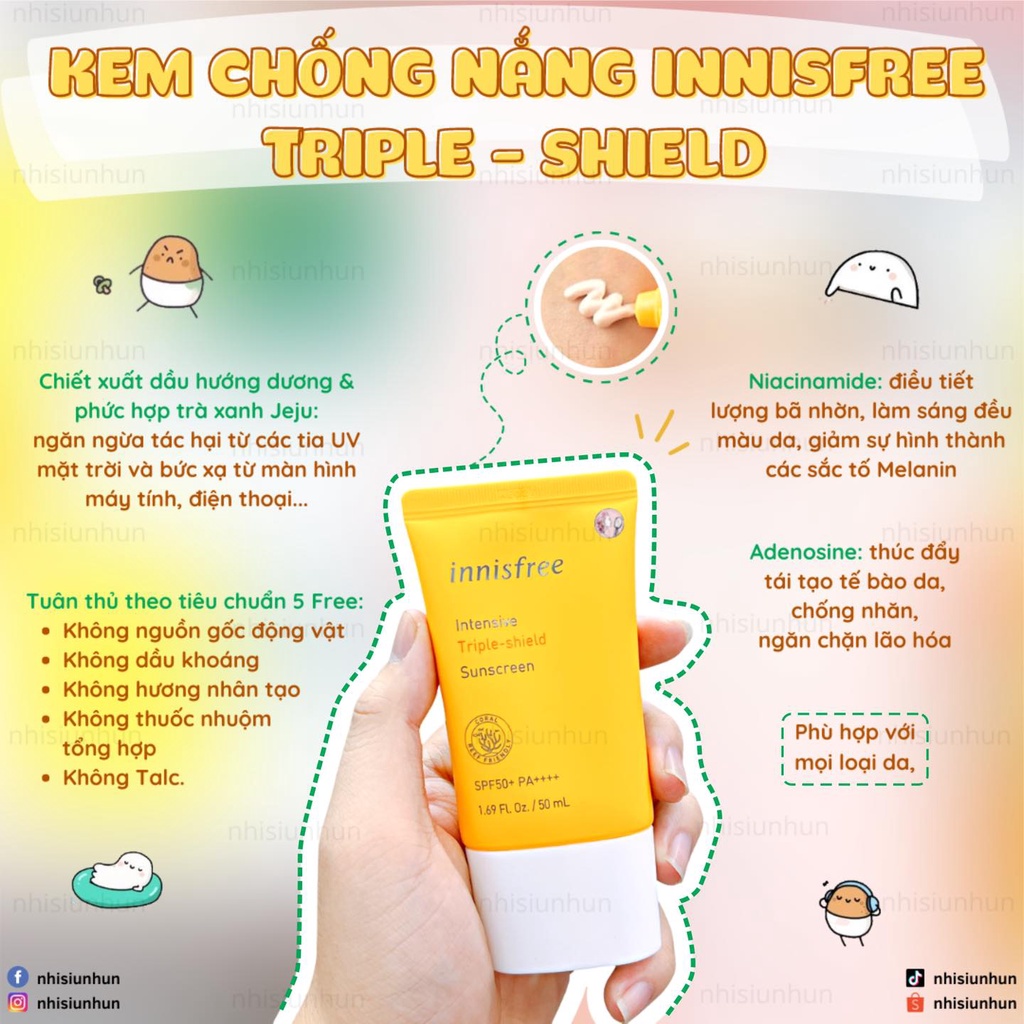 Kem Chống Nắng Innisfree Perfect UV Protection Cream Triple Care SPF50+/PA+++