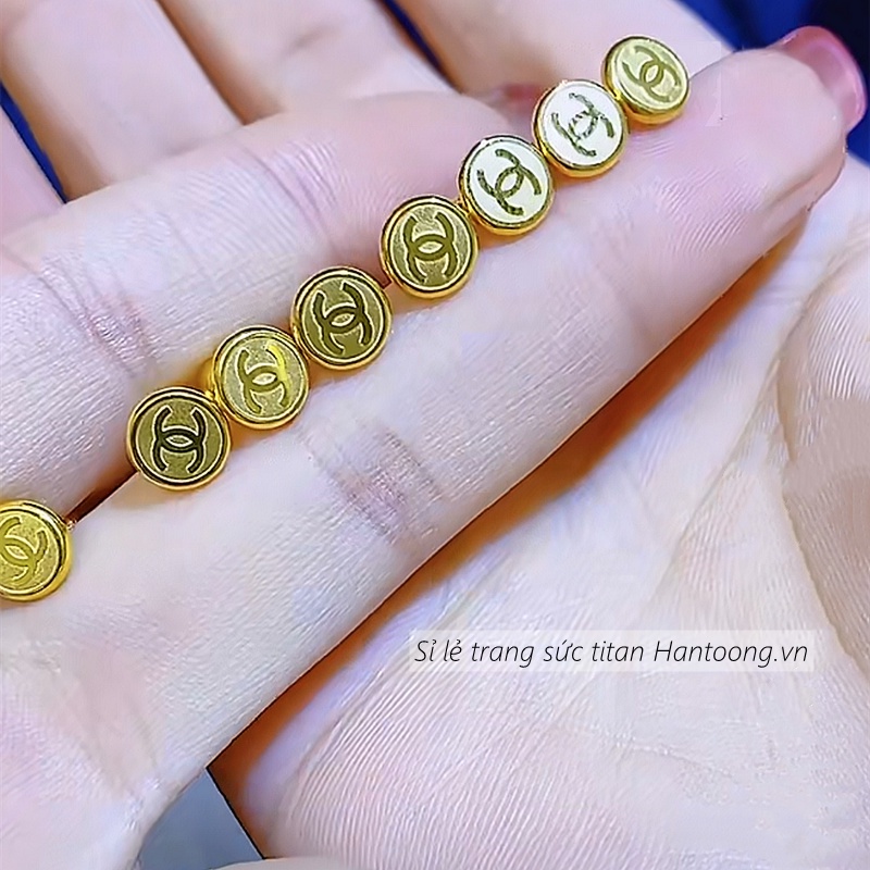 Bông titan nữ không gỉ mạ vàng 18k thiết kế đơn giản thời trang mẫu mới nhất 2023
