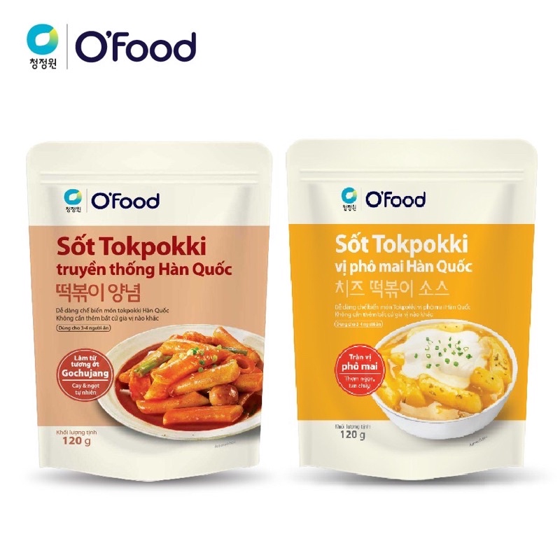 Sốt Tokbokki O'Food Hàn Quốc 120g gồm 2 vị: vị truyền thống ,vị phô mai